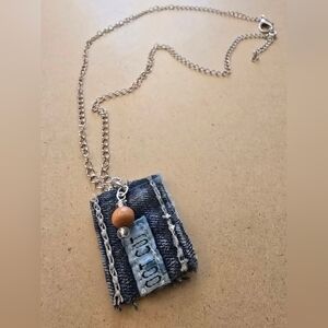 Unique Denim Pendant Necklace